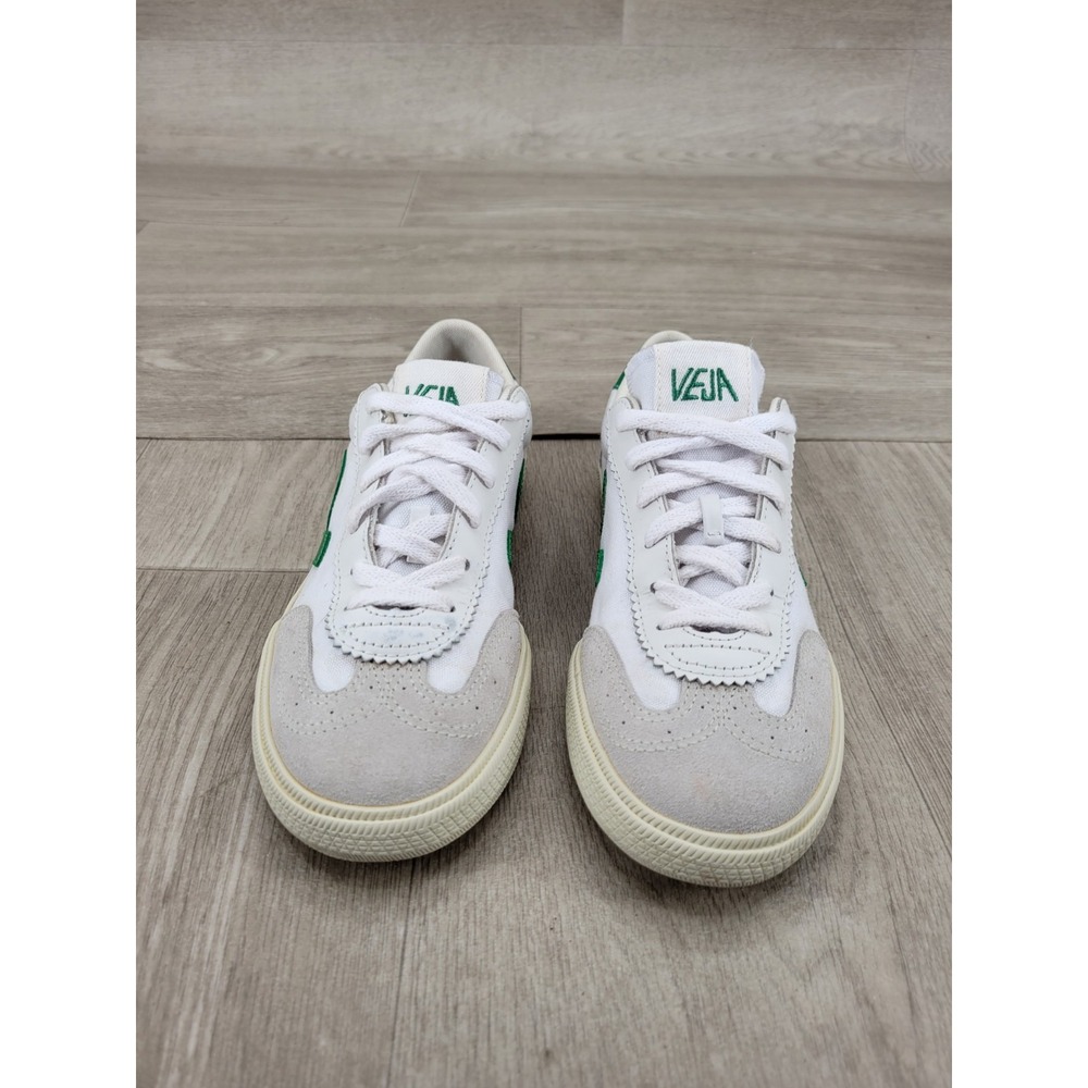Veja Volley Canvas White Emeraude Green Sneakers VO0103525A410 Womens 6 - Picture 3 of 10